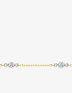 Bracelet motifs empierrés avec oxydes de zirconium bleu clair et blancs et rhodium SO OR