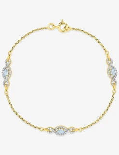 Bracelet motifs empierrés avec oxydes de zirconium bleu clair et blancs et rhodium SO OR