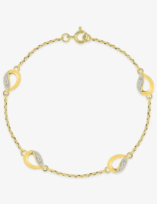 Bracelet motifs plaqué or oxydes de zirconium et rhodium SO OR