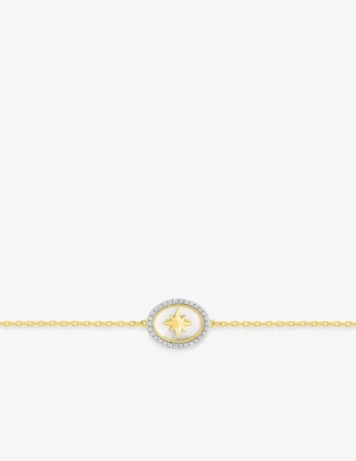 Bracelet nacre et oxydes de zirconium et plaqué or SO OR