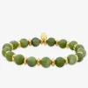 Bracelet nylon en acier doré, péridot et jade SO OR