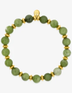 Bracelet nylon en acier doré, péridot et jade SO OR