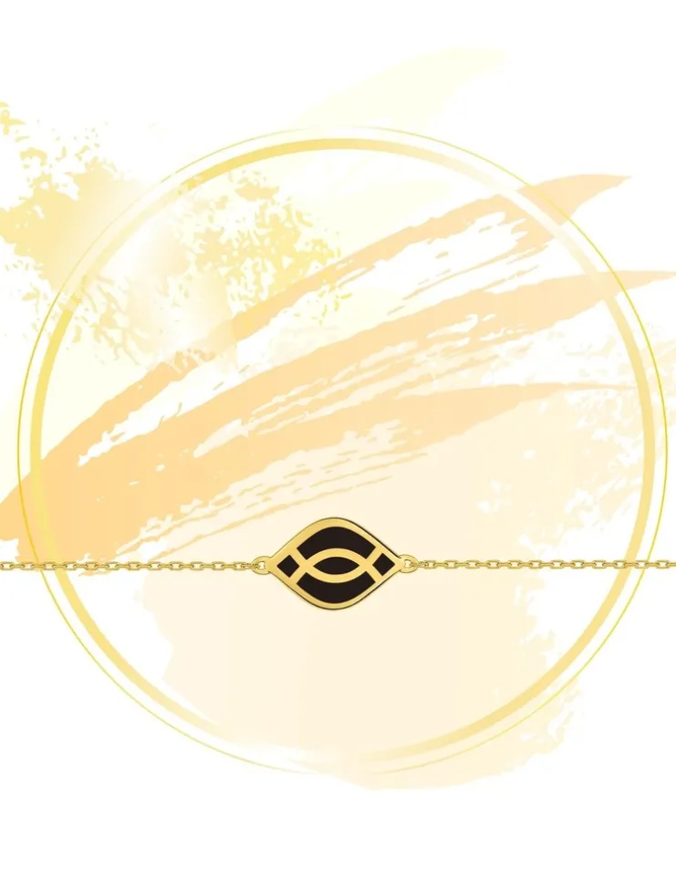 Bracelet Ondine Or jaune 375‰, motif laque noir de jais SO OR