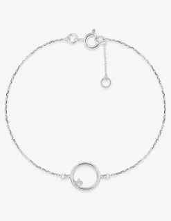 Bracelet or 750 ‰ blanc avec oxyde de zirconium dans un cercle SO OR