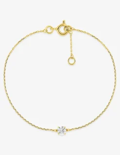 Bracelet or 750 ‰ jaune avec oxyde de zirconium en serti griffes SO OR