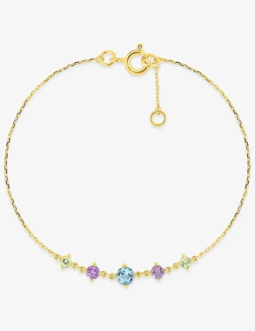 Bracelet or 375 ‰ jaune avec topaze, améthyste et péridot SO OR