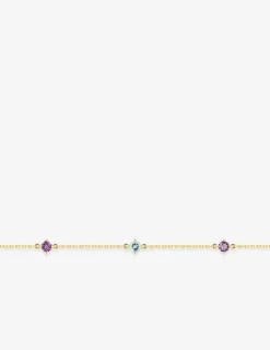 Bracelet or 375 ‰ jaune avec topaze bleue, améthyste et péridot SO OR