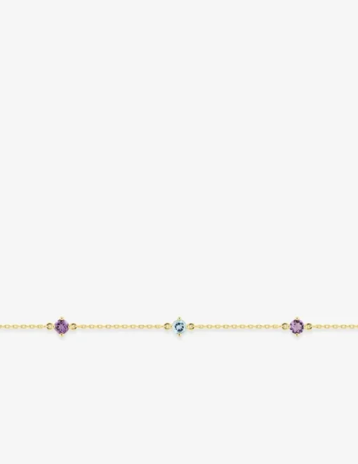 Bracelet or 375 ‰ jaune avec topaze bleue, améthyste et péridot SO OR