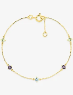 Bracelet or 375 ‰ jaune avec topaze bleue, améthyste et péridot SO OR