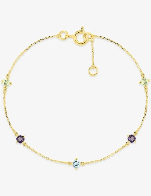 Bracelet or 375 ‰ jaune avec topaze bleue, améthyste et péridot SO OR