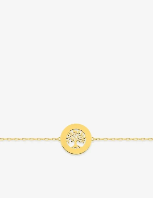 Bracelet or 750 ‰ jaune, jeton arbre de vie SO OR