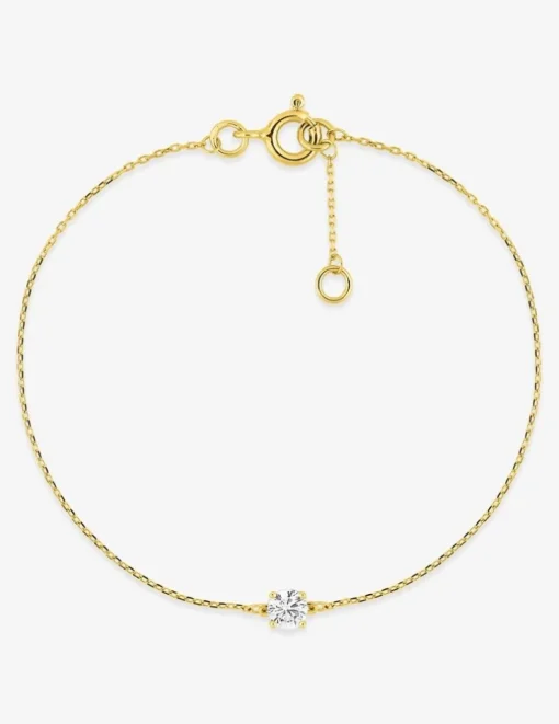 Bracelet or 375 ‰ oxyde de zirconium blanc serti griffes SO OR