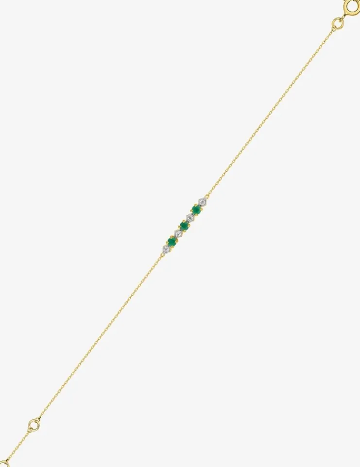 Bracelet or 375 ‰ souple avec emeraude et oxyde de zirconium SO OR