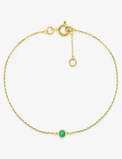 Bracelet or 375‰ souple émeraude serti clos maille forçat SO OR