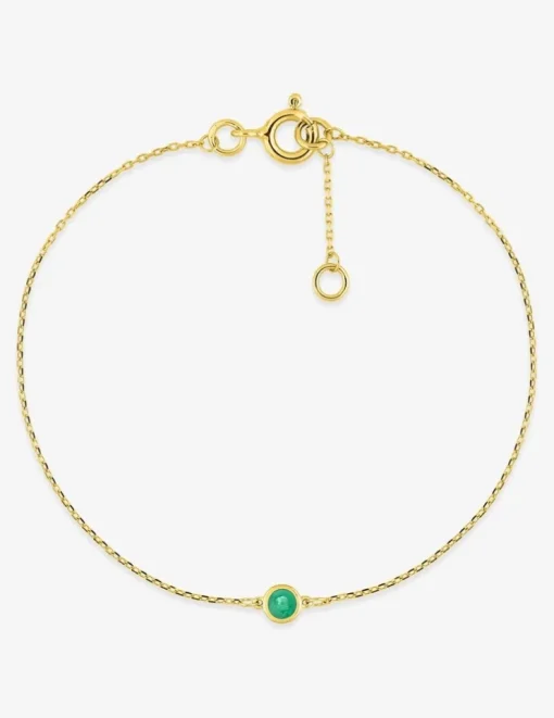 Bracelet or 375‰ souple émeraude serti clos maille forçat SO OR