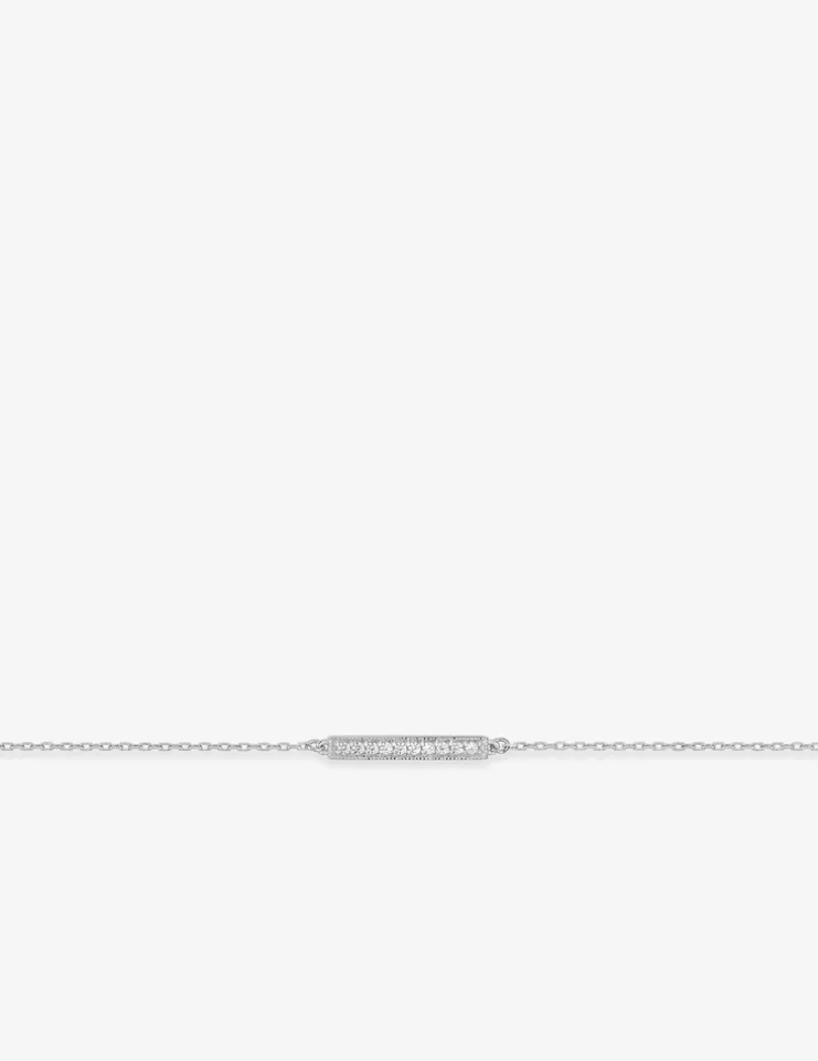 Bracelet or blanc 750 ‰ et motif barrette oxyde de zirconium SO OR