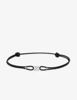 Bracelet or blanc 750 ‰ oxyde de zirconium et cordon réglable SO OR