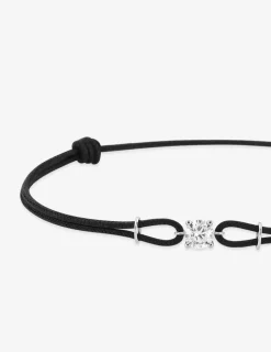 Bracelet or blanc 750 ‰ oxyde de zirconium et cordon réglable SO OR