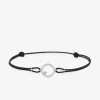 Bracelet or blanc 750 ‰ oxyde de zirconium et cordon noir réglable SO OR