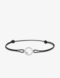 Bracelet or blanc 750 ‰ oxyde de zirconium et cordon noir réglable SO OR