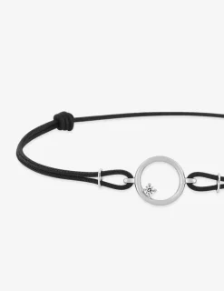 Bracelet or blanc 750 ‰ oxyde de zirconium et cordon noir réglable SO OR