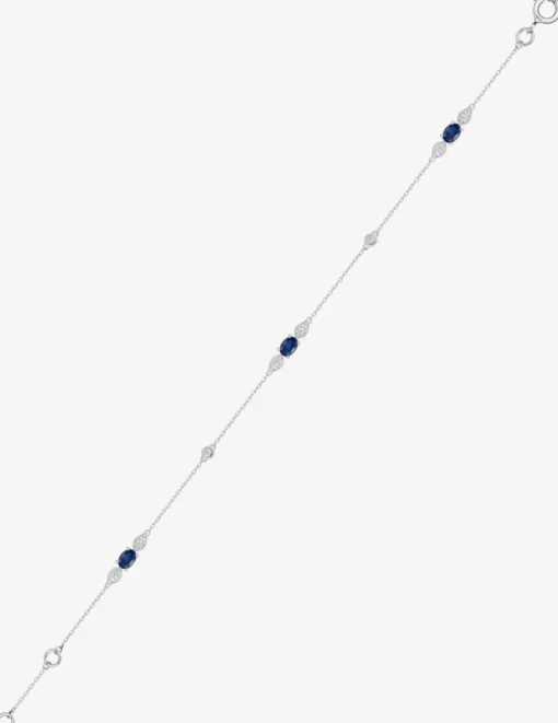 Bracelet or blanc 375‰, saphir et oxyde de zirconium SO OR