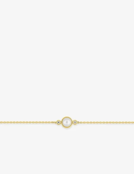 Bracelet or jaune 750 ‰ diamant 0,03 ct et perle de culture d'eau douce SO OR