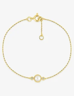 Bracelet or jaune 750 ‰ diamant 0,03 ct et perle de culture d'eau douce SO OR