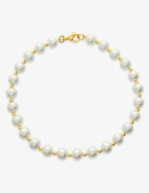 Bracelet or jaune 750 ‰ et perles de culture d'eau douce 5 -  5,5 mm SO OR