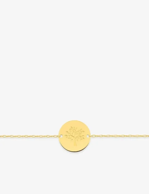 Bracelet or jaune 375 ‰ jeton avec motif "arbre de vie" SO OR