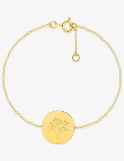 Bracelet or jaune 375 ‰ jeton avec motif "arbre de vie" SO OR