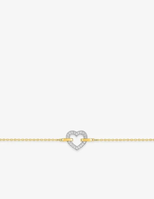Bracelet or jaune 750 ‰ oxyde de zirconium et rhodium SO OR