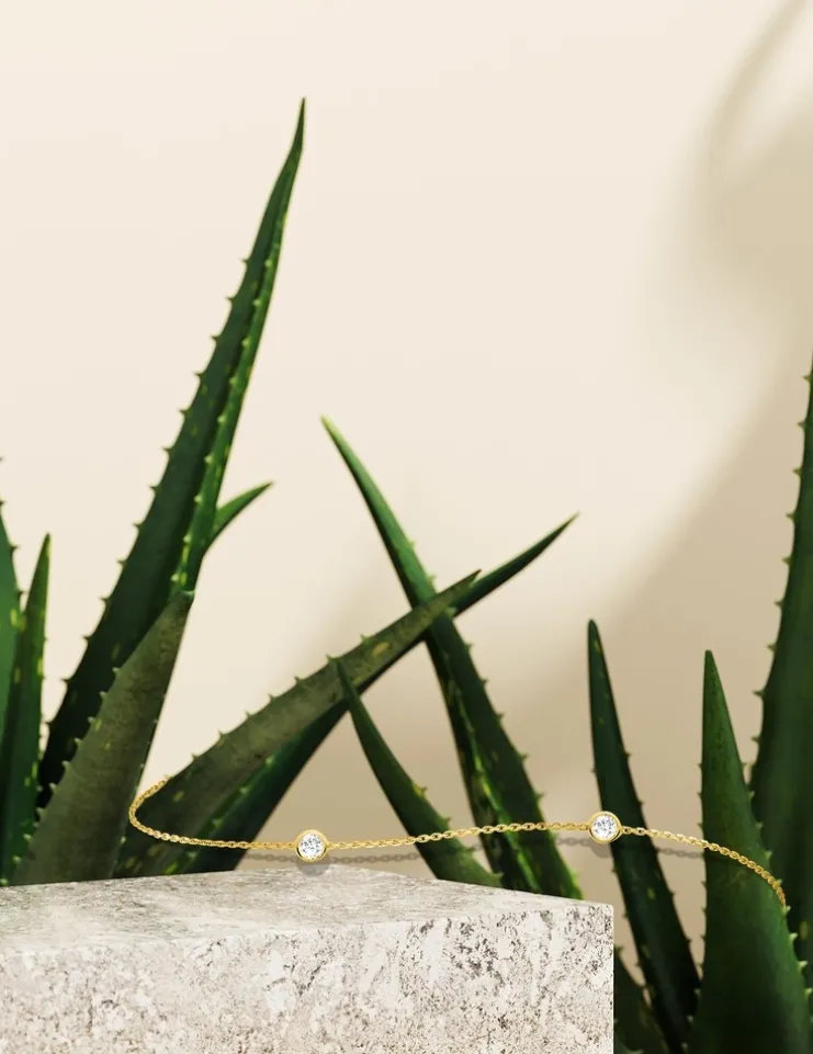 Bracelet or jaune 375‰ et oxyde de zirconium SO OR