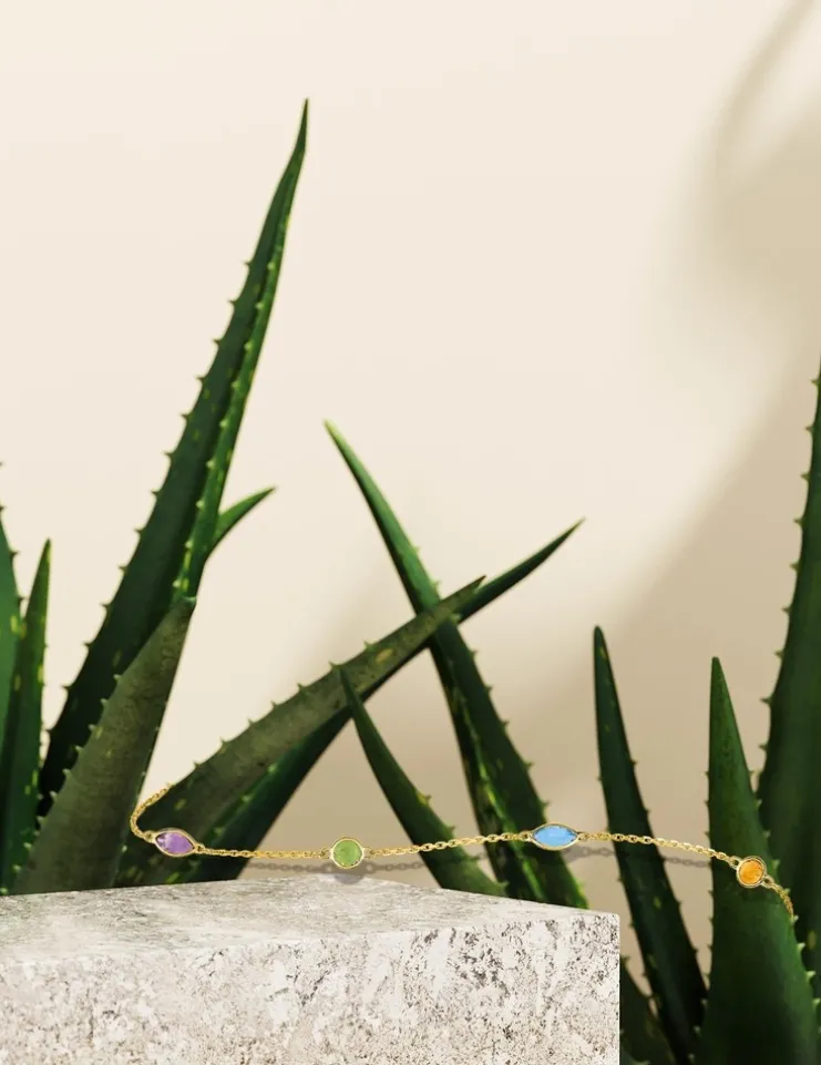 Bracelet or jaune 375‰ et pierres fines SO OR