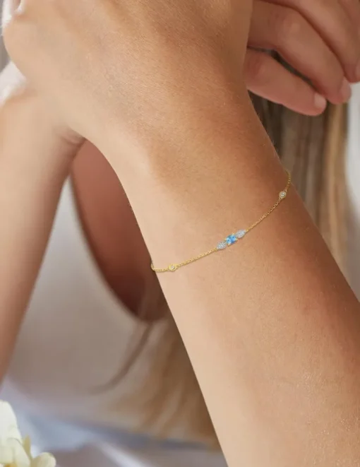 Bracelet or jaune 375‰, topaze, oxyde de zirconium SO OR