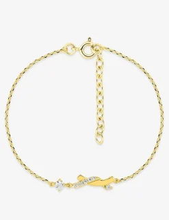 Bracelet plaqué or avec 7 oxydes de zirconium et motif croisé SO OR