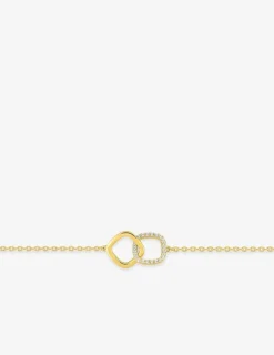 Bracelet plaqué or avec losanges entrelacés et oxydes de zirconium SO OR
