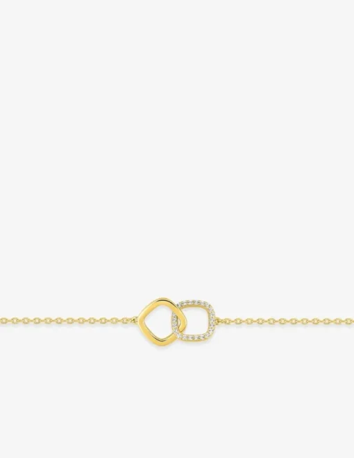 Bracelet plaqué or avec losanges entrelacés et oxydes de zirconium SO OR