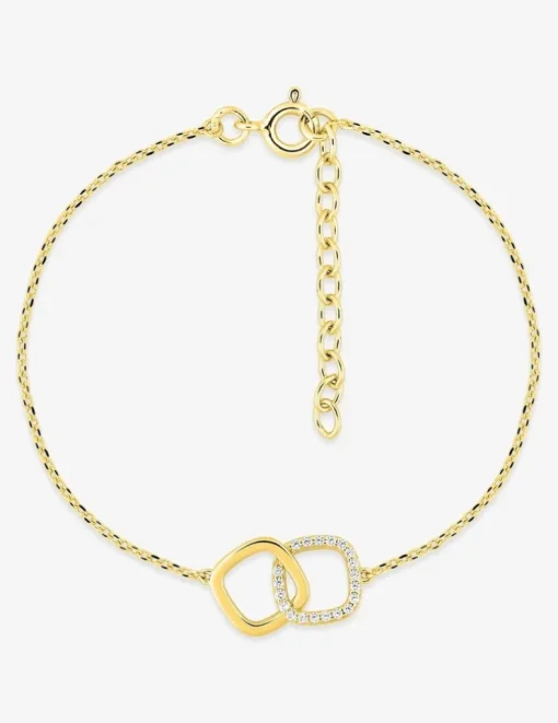 Bracelet plaqué or avec losanges entrelacés et oxydes de zirconium SO OR