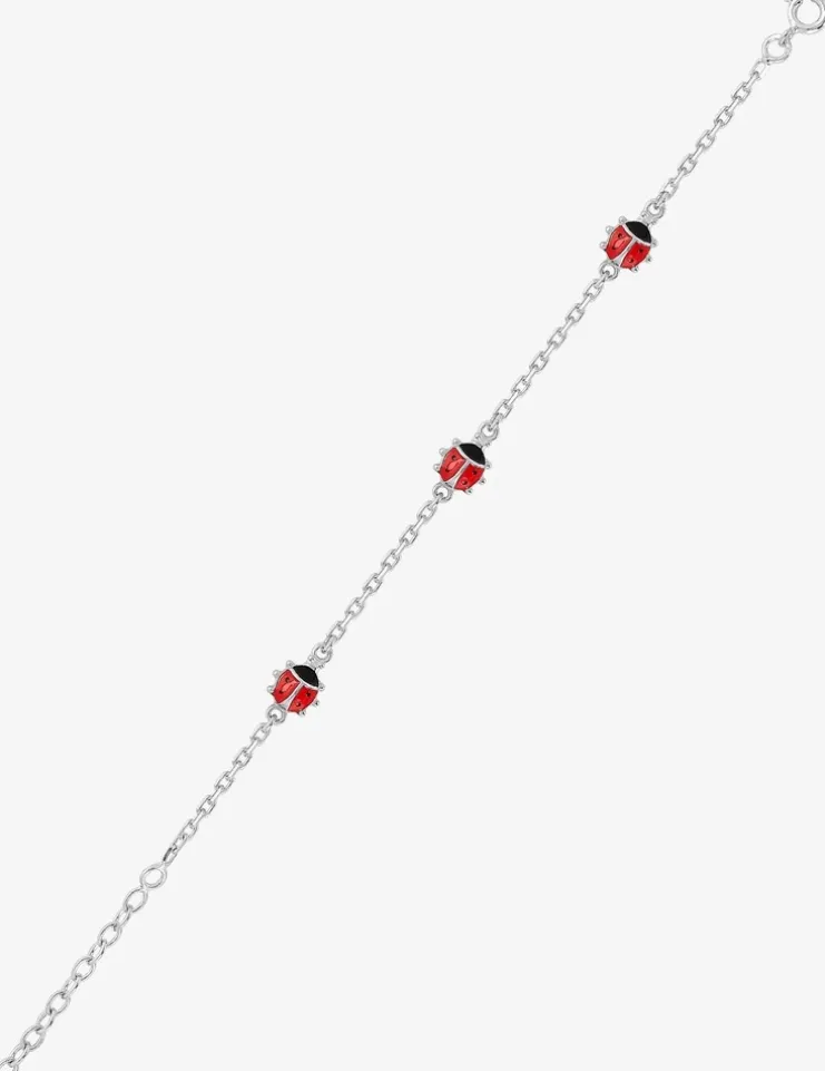 Bracelet pour enfant en argent 925 ‰ rhodié motifs 3 coccinelles SO OR
