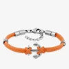 Bracelet pour enfant, fil nylon orange et motif ancre en acier gris SO OR