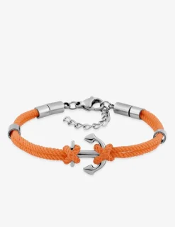 Bracelet pour enfant, fil nylon orange et motif ancre en acier gris SO OR