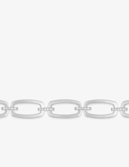 Bracelet rectangles argent 925‰ rhodié et oxydes de zirconium SO OR