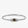 Bracelet rigide en acier gris et Œil de Tigre SO OR