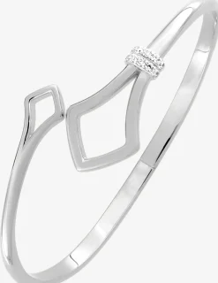 Bracelet rigide en argent 925 ‰ rhodié et oxydes de zirconium SO OR
