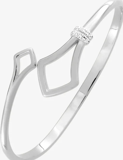 Bracelet rigide en argent 925 ‰ rhodié et oxydes de zirconium SO OR