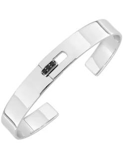 Bracelet rigide pour homme en argent 925 ‰ rhodié, oxydes de zirconium noirs SO OR