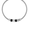 Bracelet serpentine acier, motifs cristaux noir et blanc SO OR