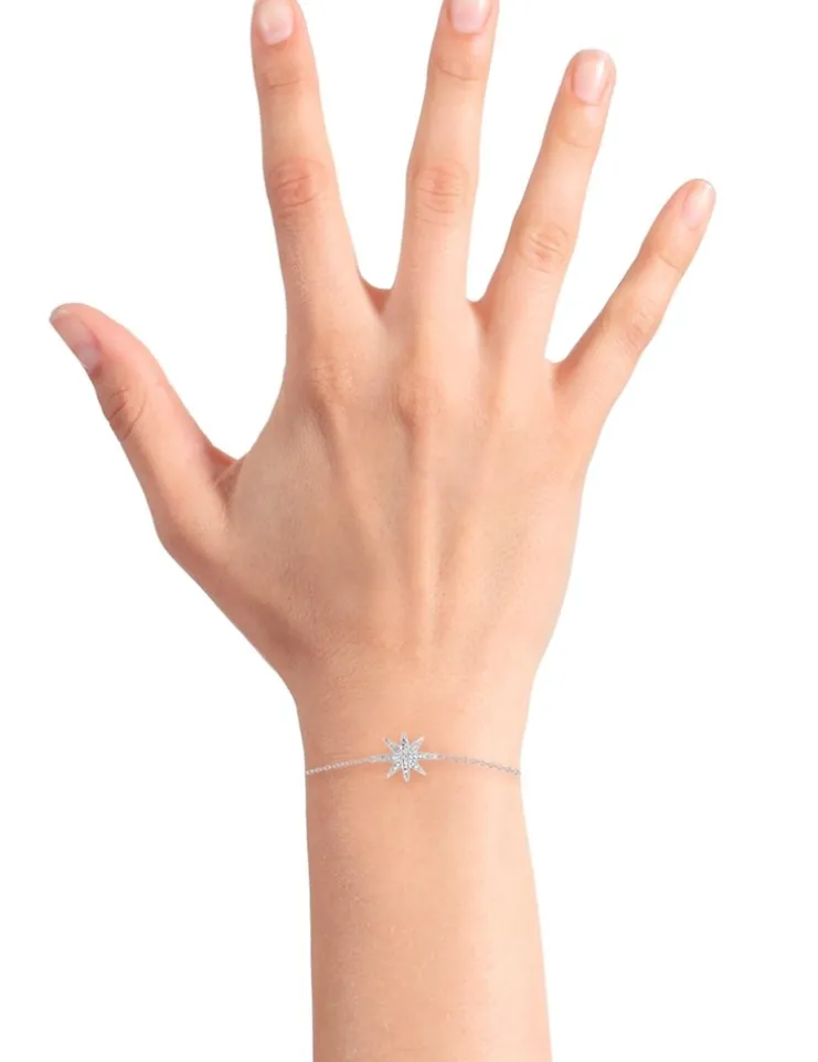 Bracelet étoile argent 925 ‰ rhodié et oxyde maille forçat SO OR