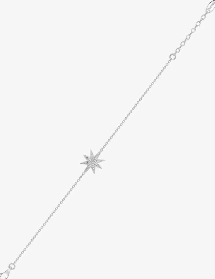 Bracelet étoile argent 925 ‰ rhodié et oxyde maille forçat SO OR